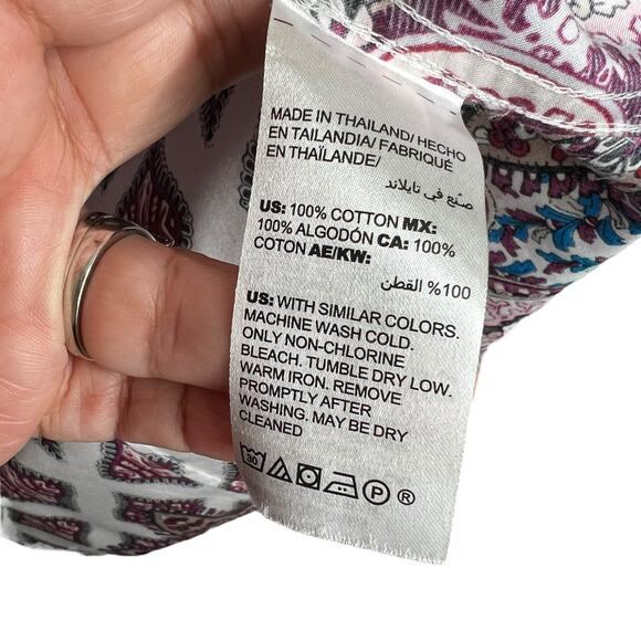 Chico's No-Iron Sateen Menswear Mix Print Wing Collar Shirt size 1 8/10 - Picture 4 of 8